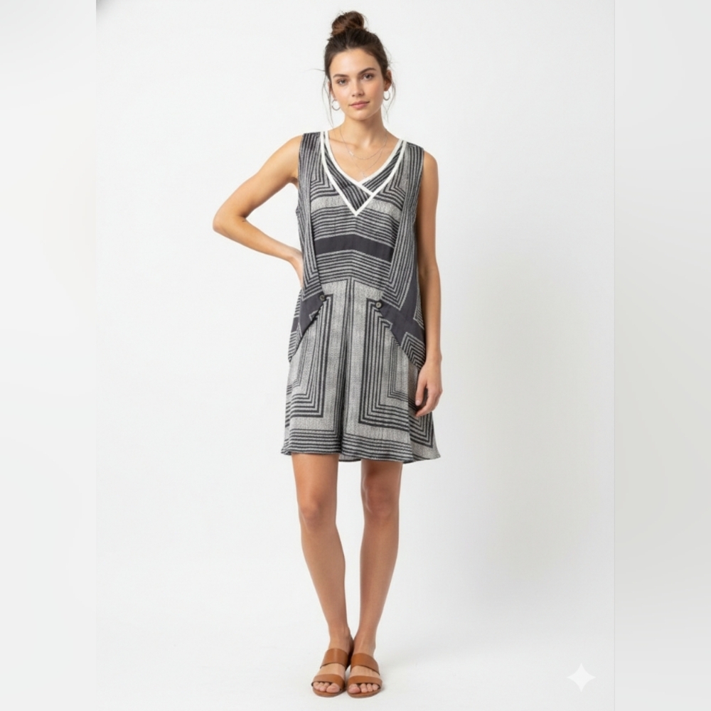 Twinkle by Wenlan Geometric Silk Charmeuse Dress